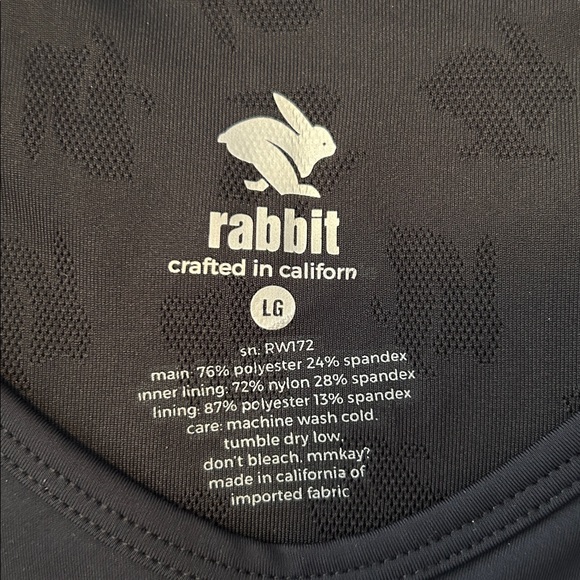 Rabbit Women's Black Sports Bra size large - Picture 2 of 4